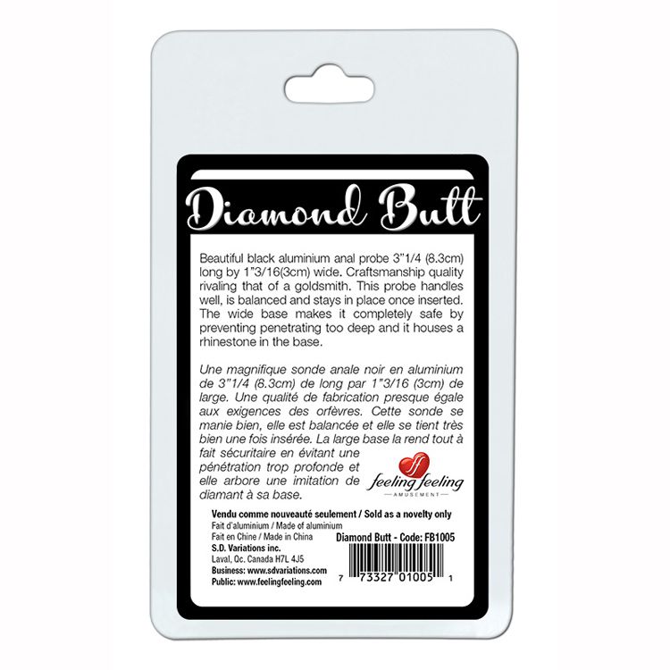 Picture of DIAMOND BUTT PLUG ALUMINIUM  83MM X 30MM BLACK