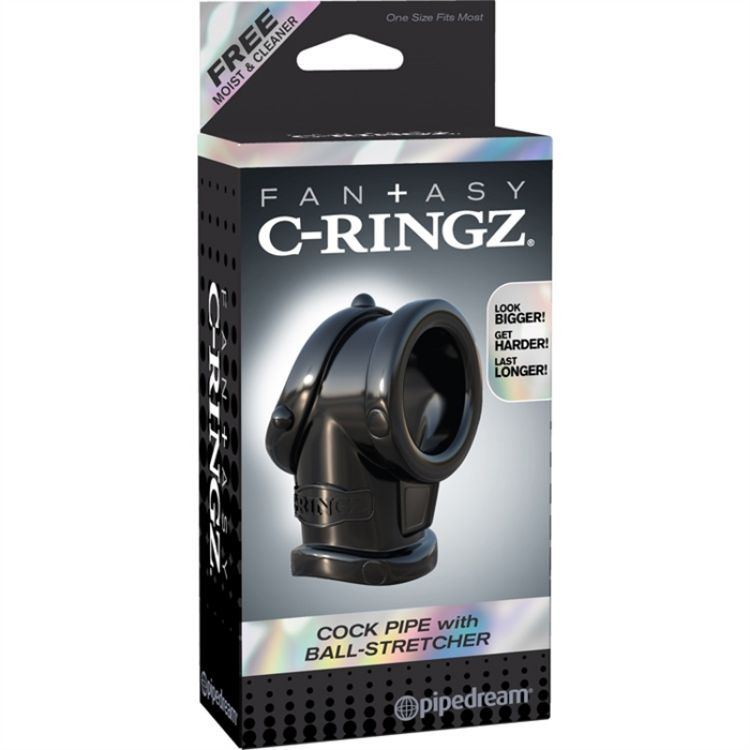Picture of C-RINGZ COCK PIPE WITH BALL-STRETCHER BLACK