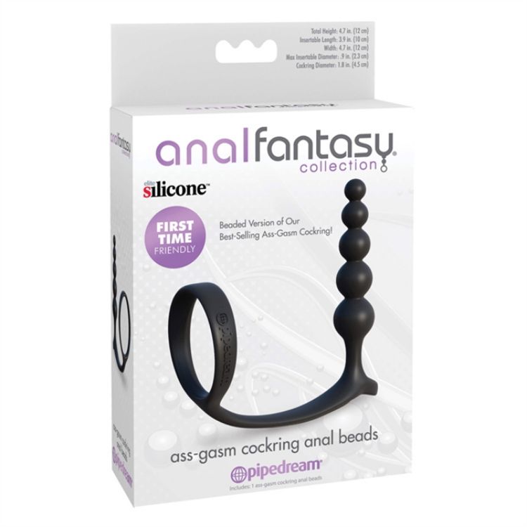 Picture of AFC   Ass-Gasm Cockring Anal Beads   Black